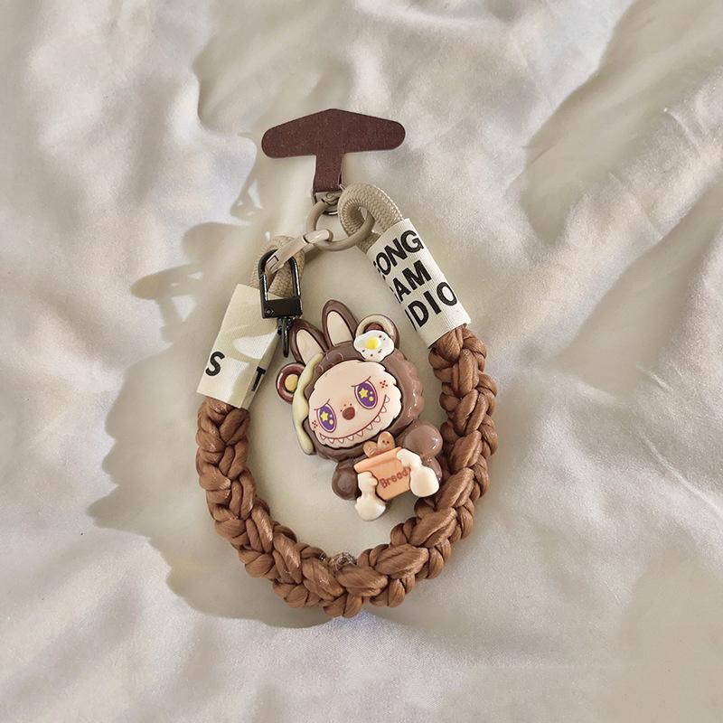 Универсальный Лабубу Мультяшный Милый Подвеска-цепочка для телефона Шнурок для Iphone Мобильного телефона Короткий ремешок Брелок Украшение для сумки Кольцо для ключей