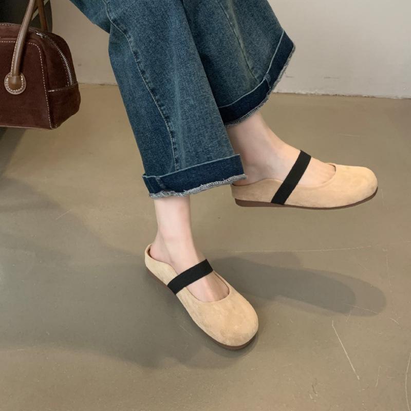 Внутреннее увеличение высоты ретро сумка голова полушлепанцы женская обувь верхняя одежда 2025 новая весна и осень универсальные полуподносы одинарная обувь