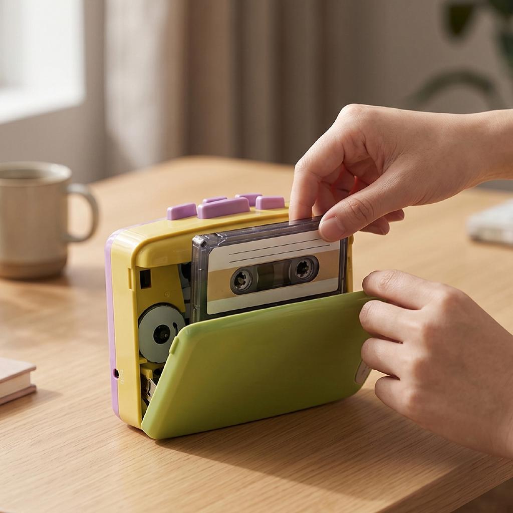 Retro Cassette Player Portable Music Player with FM Broadcast Recorder Color Cassette Player