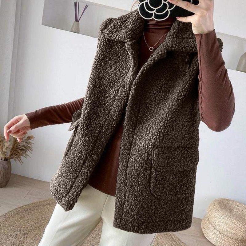 Плюшевый жилет из овечьей шерсти, женский, толстая овечья шерсть, жилет, осень и зима, верхний жилет, куртка, жилет