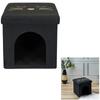 [A3536] - Black 'Cats' Niche Pouf - 38x38x38 Cm