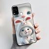 Black Phone Case For BLU G71 Plus (G71+ G71P) Shockproof For BLU G71 Plus (G71+ G71P) Little Rabbit In The Flowers Pattern Cover