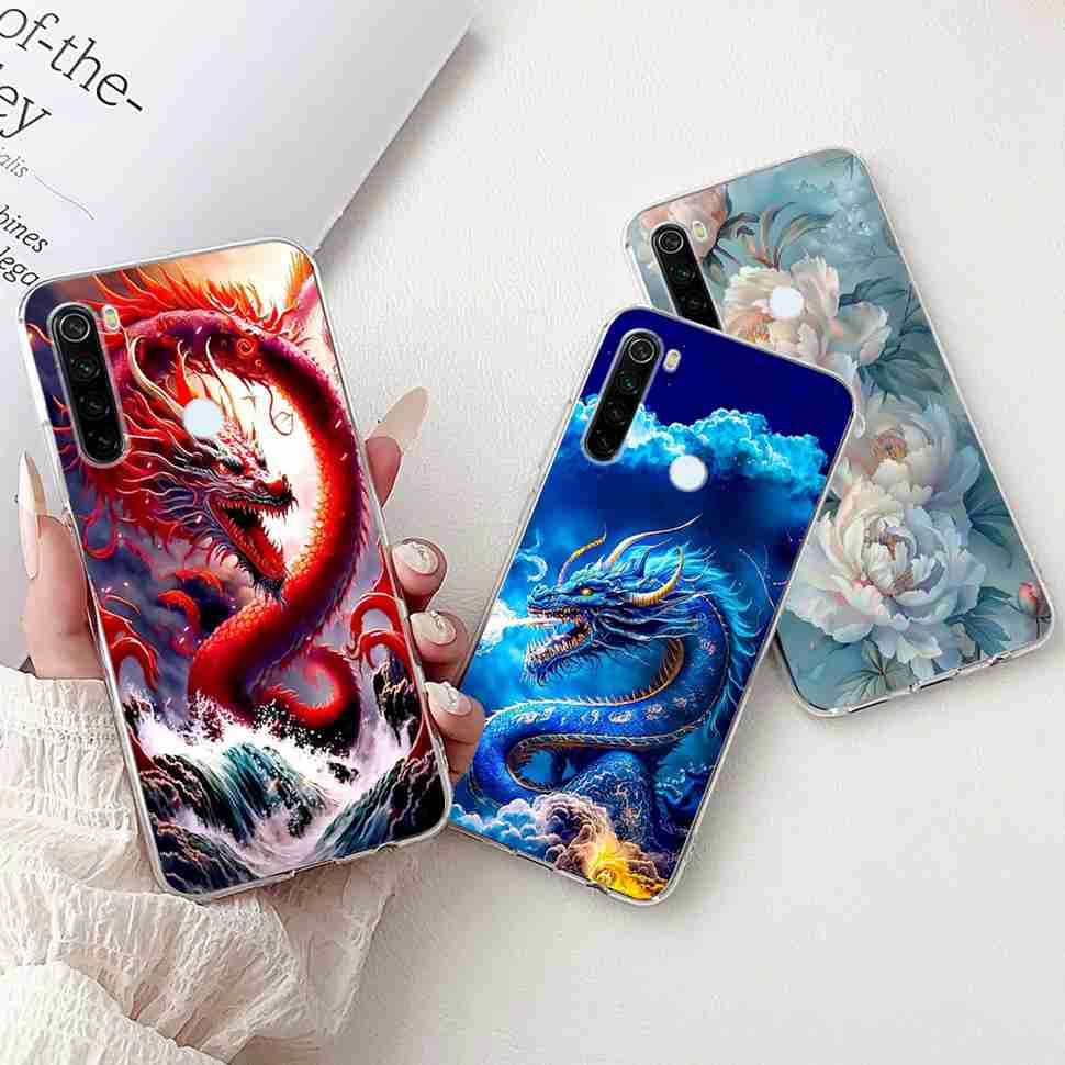 Чехол для Xiaomi Redmi Note 8 Винтажный Дракон Роскошный Цветок Мягкий Силикон ТПУ Чехол Для Redmi Note8 Note 8T Чехлы для Телефона Ударопрочный