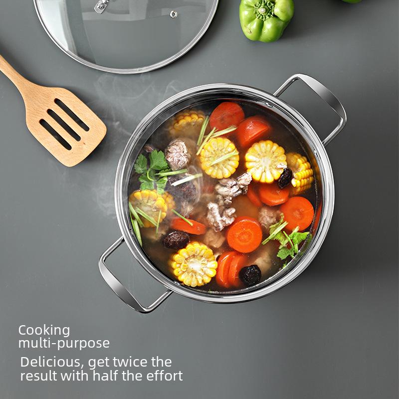 Многофункциональная суповая кастрюля King Kong из нержавеющей стали с решеткой для варки на пару и нарезкой, корзиной для приготовления на пару, можно преподнести в качестве подарка.