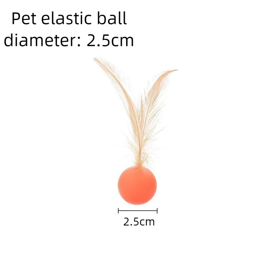Interactive Cat Ball Toys Bouncy Feather Ball For Indoor Cats And Kittens Pet Elastic Interactive Play Ball