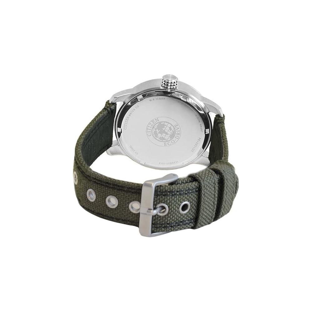 Мужские часы CITIZEN BM8470-11E Eco-Drive на солнечной батарее, хаки-зеленые, холщовый ремешок с кожаной подкладкой, военный стиль, не доступны в Японии [Параллельный импорт]