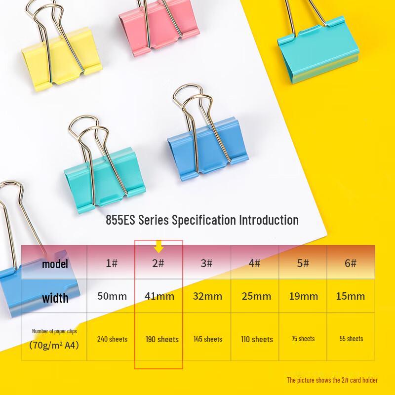 Deli 41mm Colored Metal Binder Clips, 48 Count