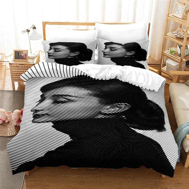Audrey Hepburn 3D Duvet Cover Set with Pillowcase Printed Bedding Set Single Double Twin Full Queen King Size for Bedroom Decor