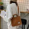 Women Corduroy Zipper Shoulder Bag Small Cotton Canvas Handbag Casual Tote Crossbody Bag Vintage Messenger Bags