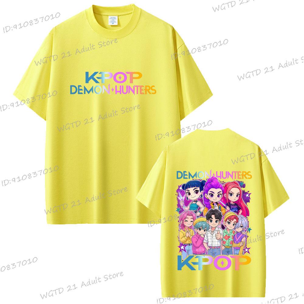 Hot Movie KPop Demon Hunters T Shirt Cartoon Rumi Mira Zoey Saja Boys T-shirt Men Women Cotton Fashion Round Neck Tees Fans Gift