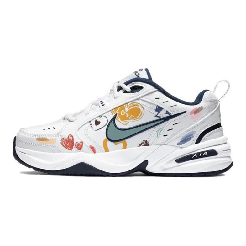Nike Air Monarch 4 Устойчивые к скольжению Износостойкие Поддерживающие Низкие Массивные Кроссовки Унисекс Синий Белый 415445-102(Команда10-)