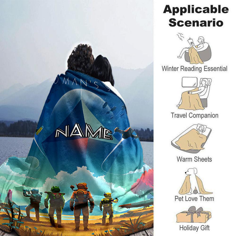 Exploring The Infinite Universe In No Mans Sky Gift Customizable Blanket Customize Your Name Comfortable Great For Sofa Couch Office Bed Picnics