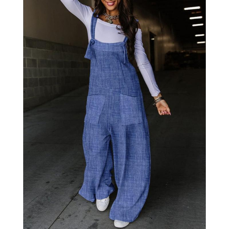 Комбинезон с принтом и поясом Брюки Женские