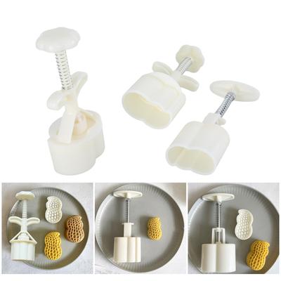 3D-формы для лунного пирога в форме арахиса, инструмент для выпечки лунного пирога на праздник середины осени, штамп для печенья, ручной пресс, инструмент для выпечки лунного пирога