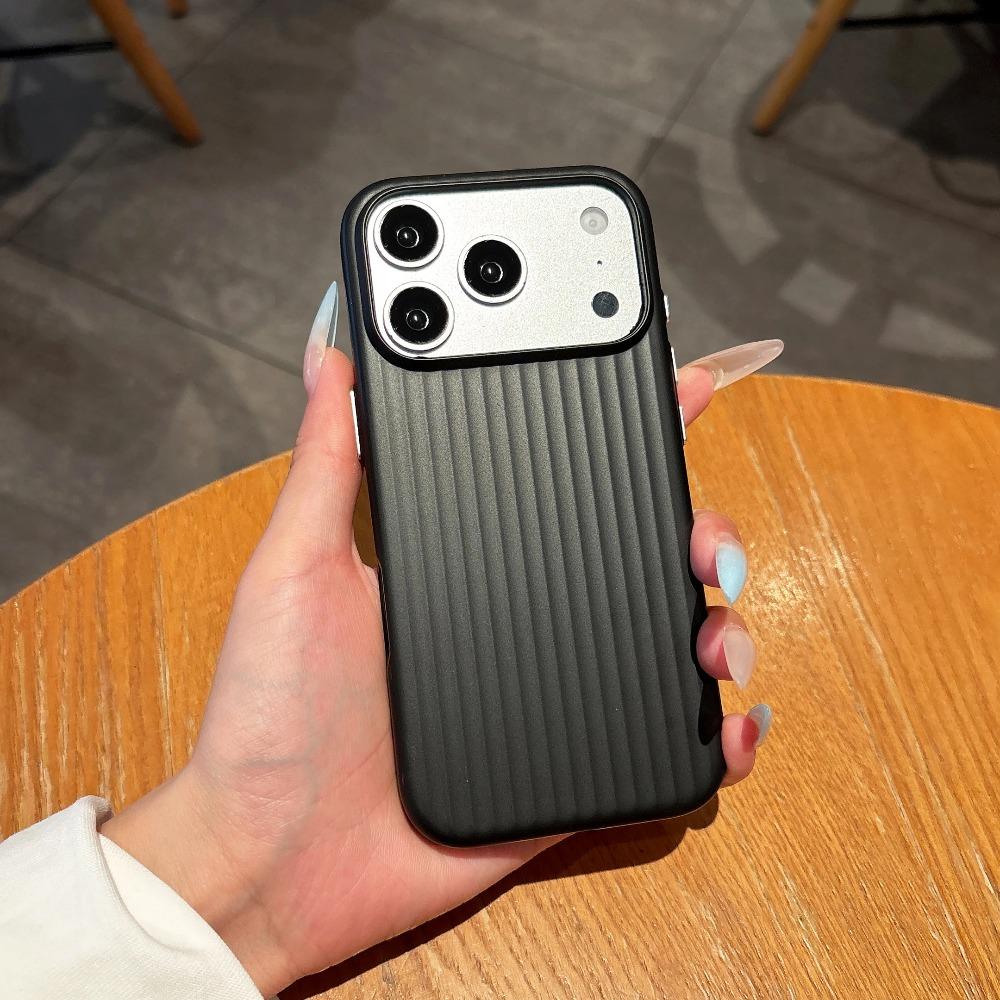 Модный 3D-чехол с гофрированной полосой, противоударный, для iPhone 17 16 15 14 13 12 Pro Max, Бизнес-багаж, Жесткая защитная крышка Funda