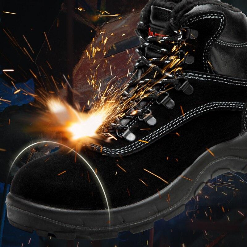 Новые зимние рабочие страховые ботинки плюс бархатные теплые высокие стальные носовые части противоударные противоударные водонепроницаемые утепляющие ботинки