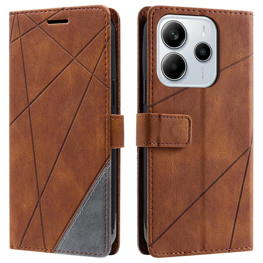 Для Xiaomi Redmi Note 14 4G (163,25 мм) Чехол с тиснеными линиями, кошелек из искусственной кожи внахлест, чехол для телефона