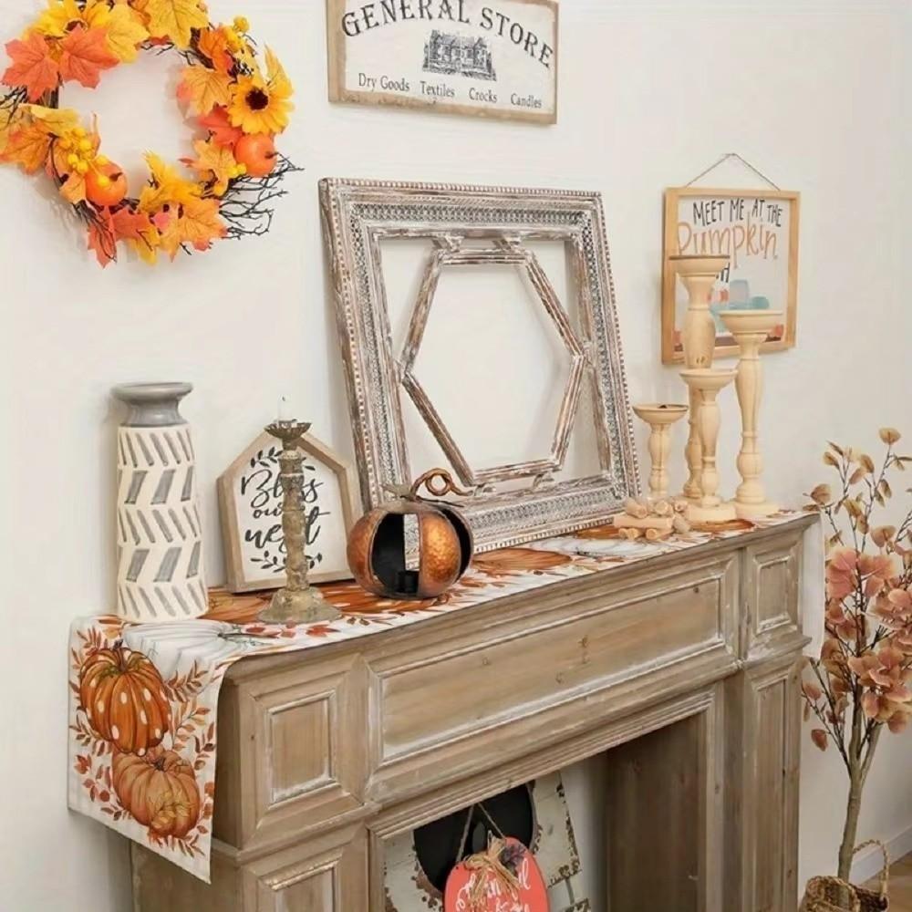 Autumn Leaf Polka Dot Pumpkin Table Runner Charming Design Harvest Festival Decor Home Decor