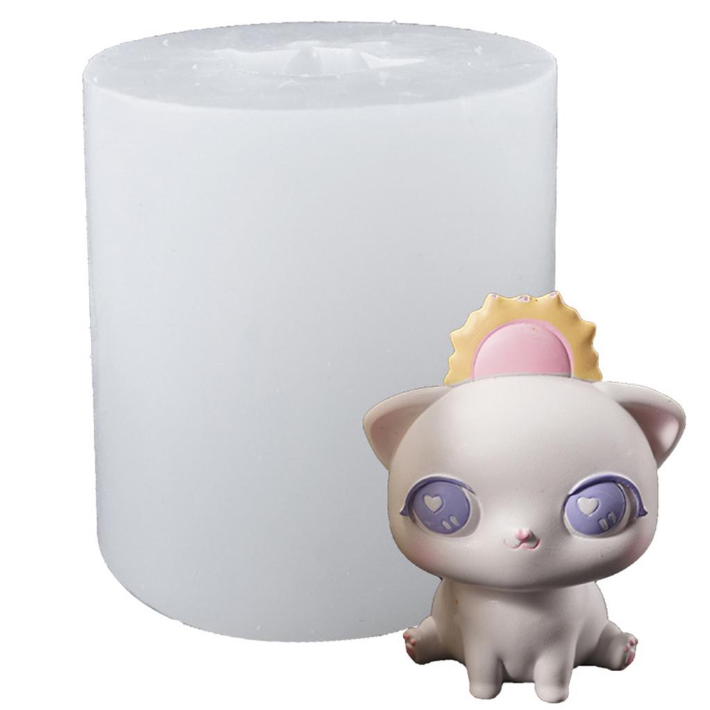 Cartoon Cat Casting Die Baby Kitten With Weather Decor Soft Silicone Stencil For Chocolate Soap Candle Wax DIY Craft
