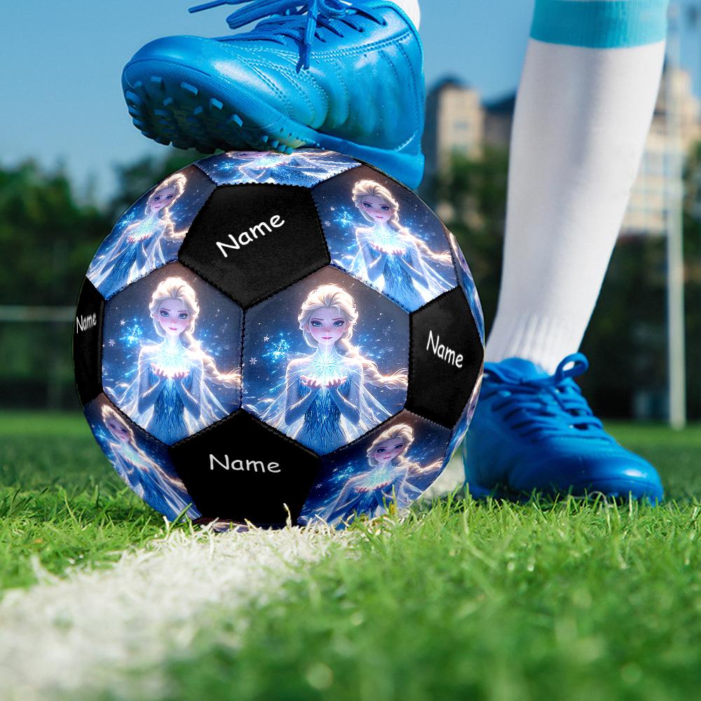 Custom Name Elsa Theme Size 5 Soccer Ball, Suitable for Both Indoor and Outdoor Matches, a Gift Suitable for Everyone.