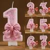 Number Cake Candle Pink Glitter Birthday Candle 1 2 3 4 5 6 7 8 9 3D Number Candle Cake Topper Birthday Party Cake Decor