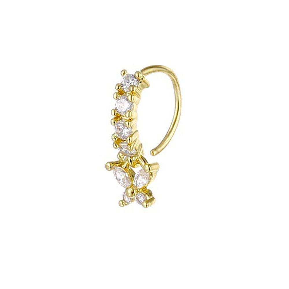 Lady's pierced ear piercing, Zircon cross nose stud, butterfly nose ring piercing, nose jewelry