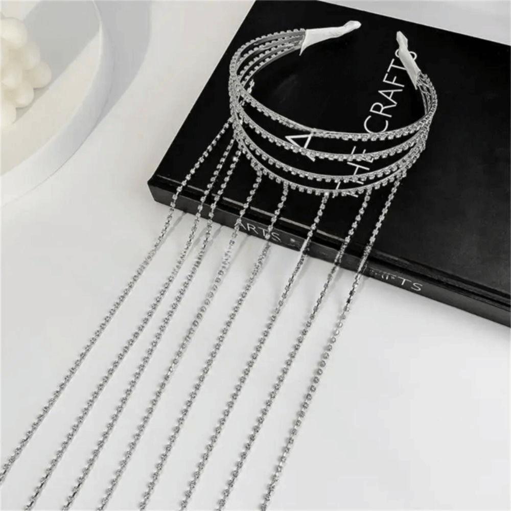 Reflection Rhinestones Tassel Headband Luxury Shiny Hair Accessories Girls Headwear  Women