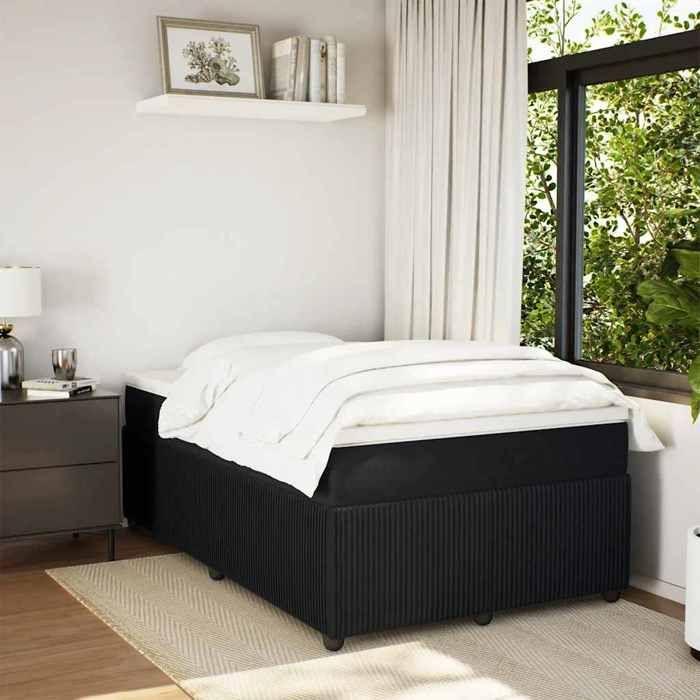 Maison Exclusive - Sommier à lattes de lit avec matelas noir 120x190 cm velours