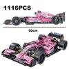 Technical Formula 1 Pink F1 Supercar Race Car Model Building Blocks City Speed Champions Vehicle Kit Bricks Toy Gift for Kid Boy