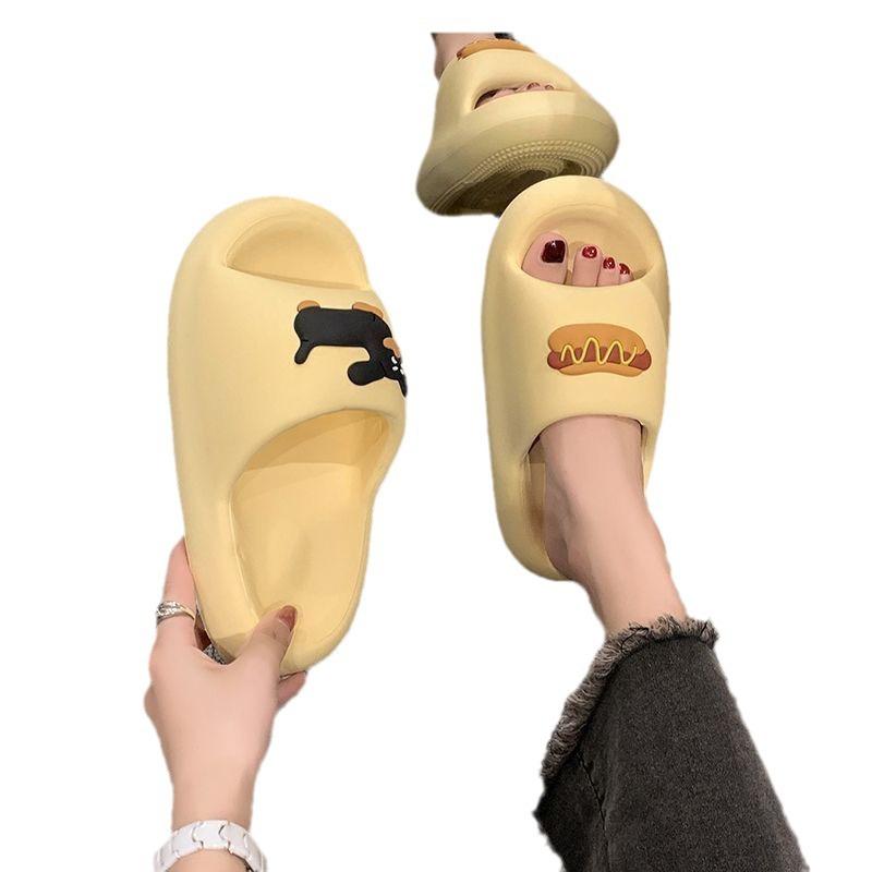 Крутые тапочки женские толстая подошва для улицы домашние для дома нескользящие домашние для ванной комнаты летние мужские