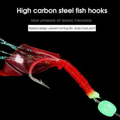 6 шт. простая установка, длительный срок службы, профессиональный светящийся рыболовный крючок, веревочный рыболовный крючок
