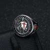 European-American Hip-Hop Men's Gold-Plated Titanium Ring with Vintage Templar Red Cross Shield