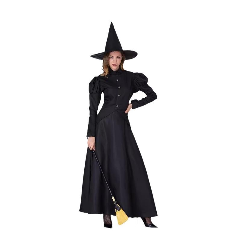 Halloween, Children Adult Parent-Child Suit Black Long Dress Witch Wizard of Oz Stage Costume