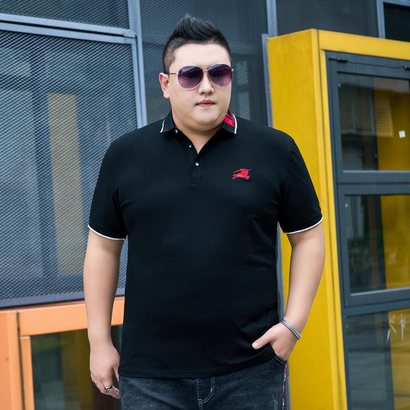 Tide Fat Men's Summer Fat Plus Size Short-sleeved Polo Shirt Business Casual Half-sleeved Body Shirt Middle-aged Bottoming Shirt