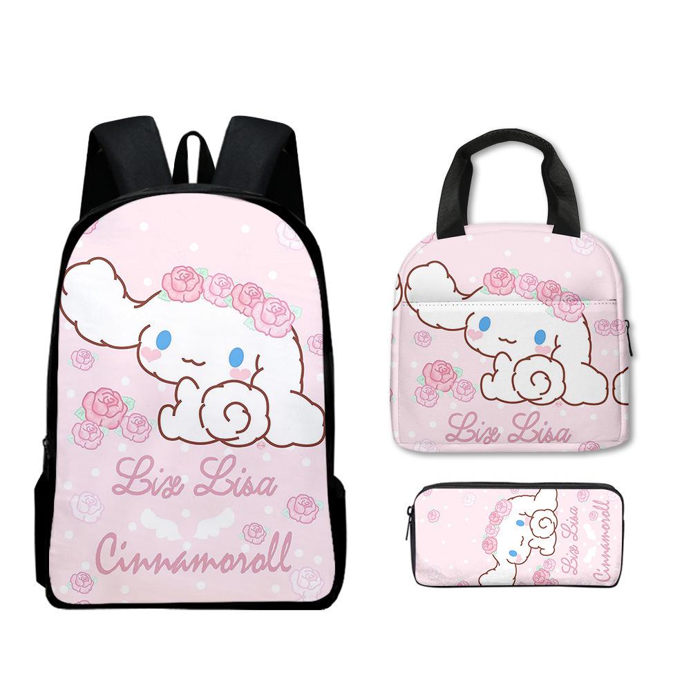 Cartoon Cinna Moroll Backpack Student School Bag Lunch Bag Pencil Bag Three-Piece Set