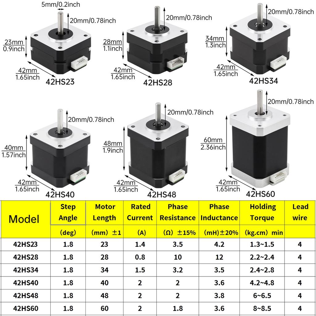 Шаговый двигатель Nema 17 60MM биполярный 2A 85N.cm(118 унций.дюйм) 42 двигателя 2 фазы 4 провода биполярный шаговый двигатель 1.8 градуса для ЧПУ 3D принтера