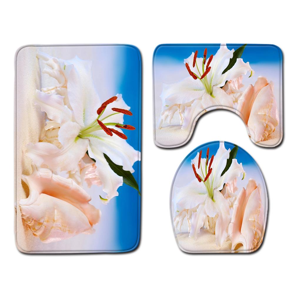 Ракушка Коврик для ванной пола Туалетный Набор из трех предметов