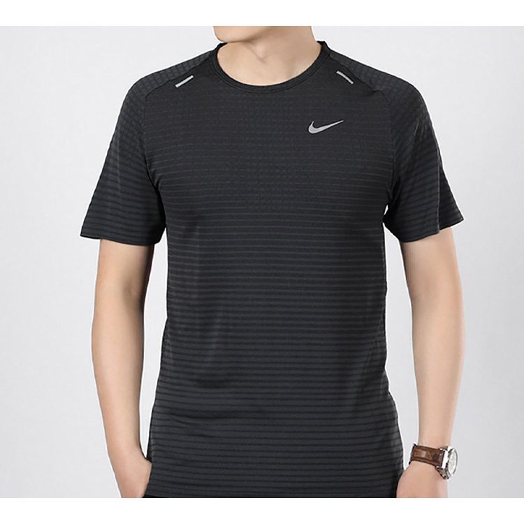 Nike Ультралегкая дышащая рубашка для бега Techknit с коротким рукавом, мужские топы, черные CJ5345-010