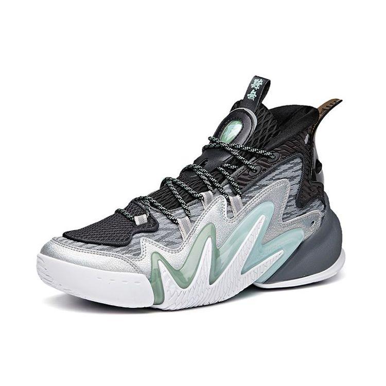 Anta Crazy Tide 2 Shock Absorption Non-Slip Wear-Resistant High-Top Basketball Shoes Men Basketball Shoes Black Gray Green 112031602-5