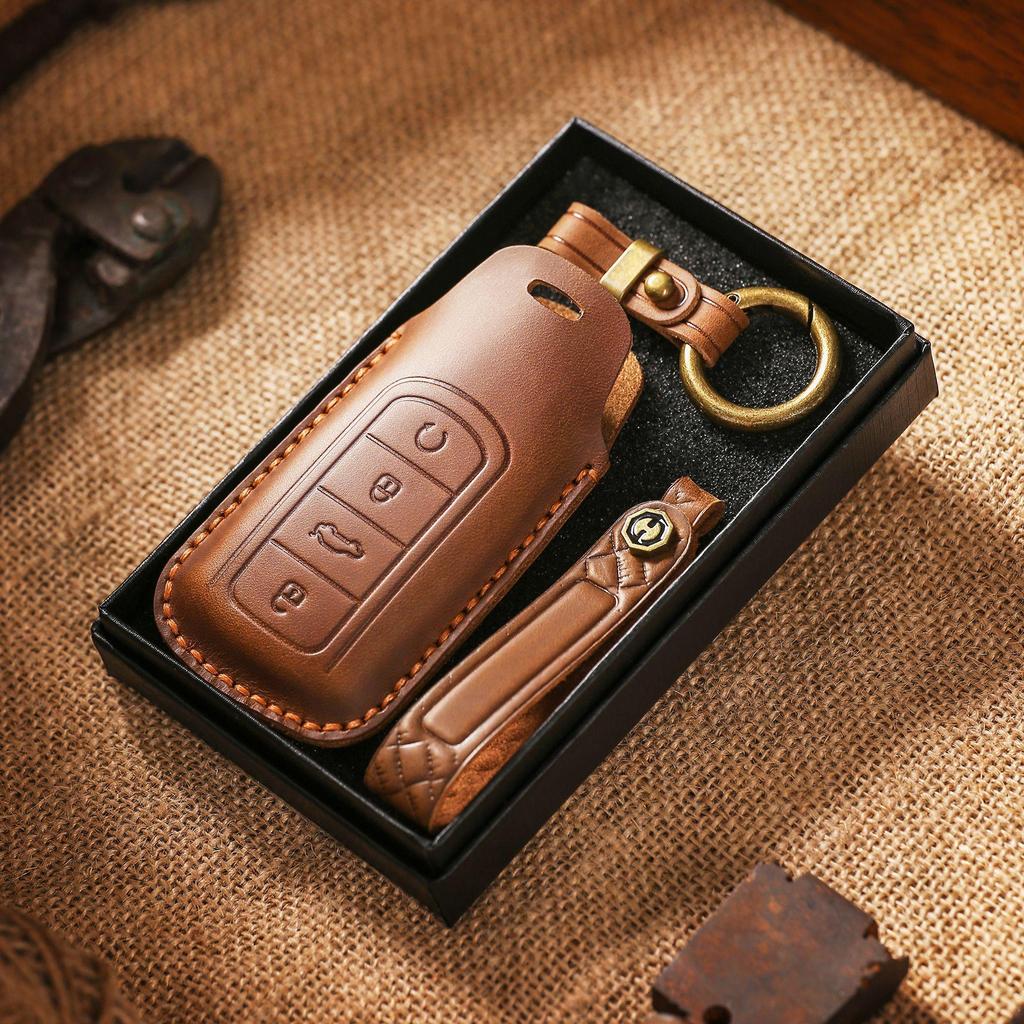 Чехол для ключа из натуральной кожи в стиле ретро для Chery Tiggo 8PLUS Haoxiang Remote Control Protection