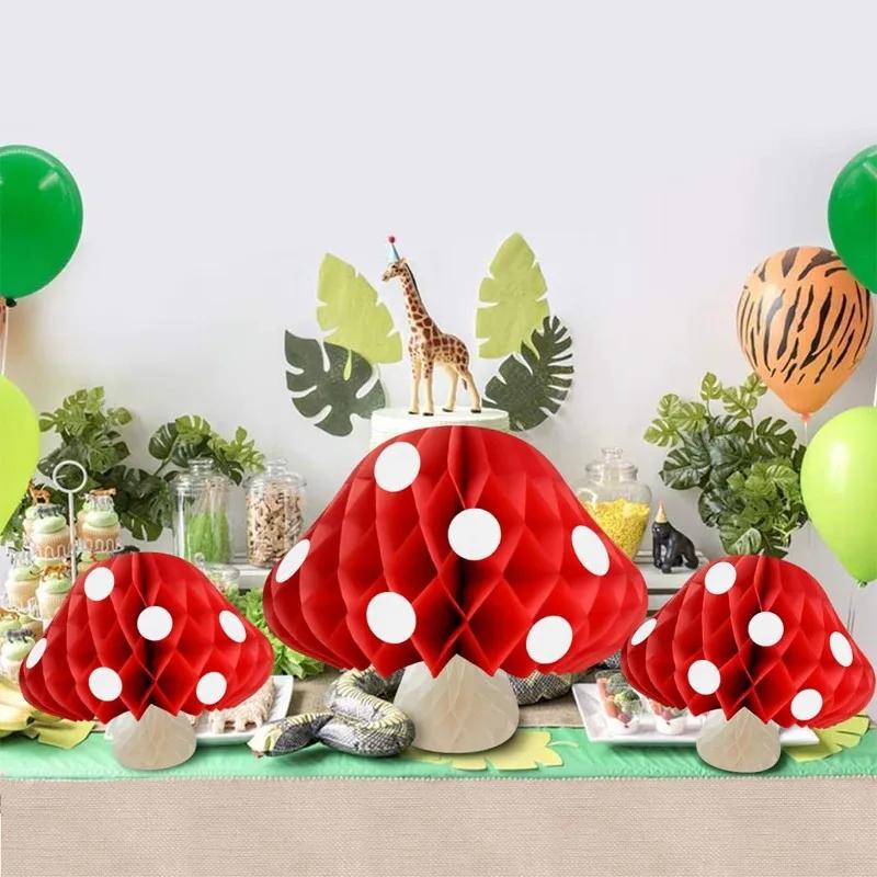 Mushroom Honeycomb Ball Ornament Hangable Decoration For Party Wedding Easter Christmas Home Nursery And Festive Scene Decor