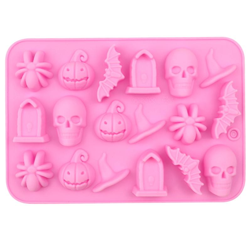 18-гнездная силиконовая форма для Хэллоуина, летучая мышь, тыква, паук, надгробие, помадка, шоколадная смола, форма для выпечки, инструменты для украшения торта