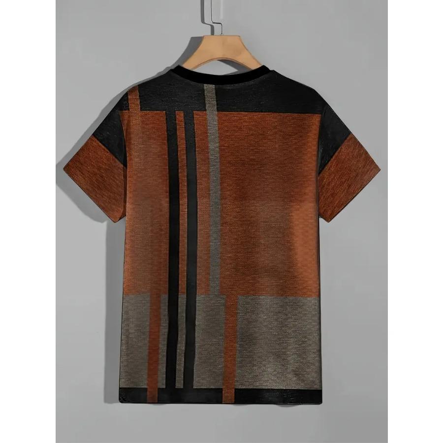 Vintage Style Graphic Tee - Soft Stretchy Round Neck, Casual Streetwear for Summer, Mens Relaxed Fit Printed T-Shirt with Breathable