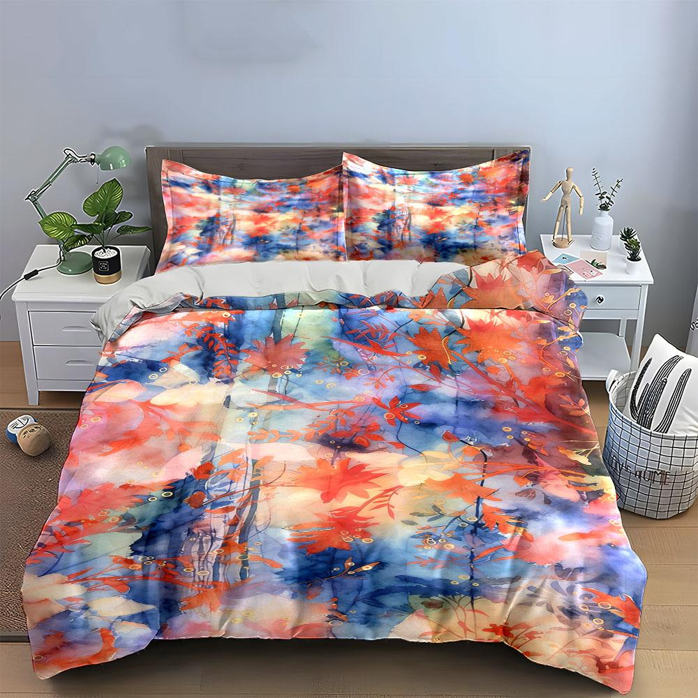 Abstract leaves and watercolor. Bedding sets Duvet cover sets Duvet covers Pillowcases(1 * Duvet Cover 2 * Pillowcases without duvet insert)