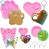 Силиконовая форма в виде бабочки, сердечко, лапка, брелок, подвеска, формы с 2 кольцами для ключей для украшения торта из шоколадных конфет своими руками