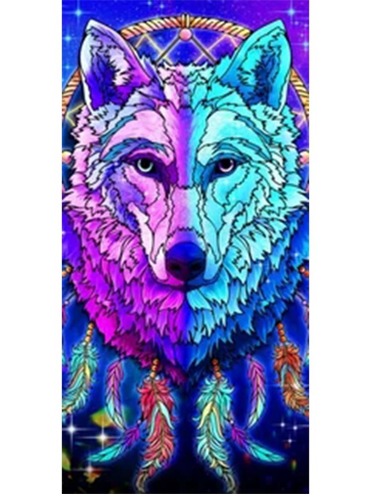 Девушка-волчица DIY 5D Алмазная картина Полная круглая алмазная квадратная вышивка крестом Мозаика Художественная живопись Украшение для дома Подарок