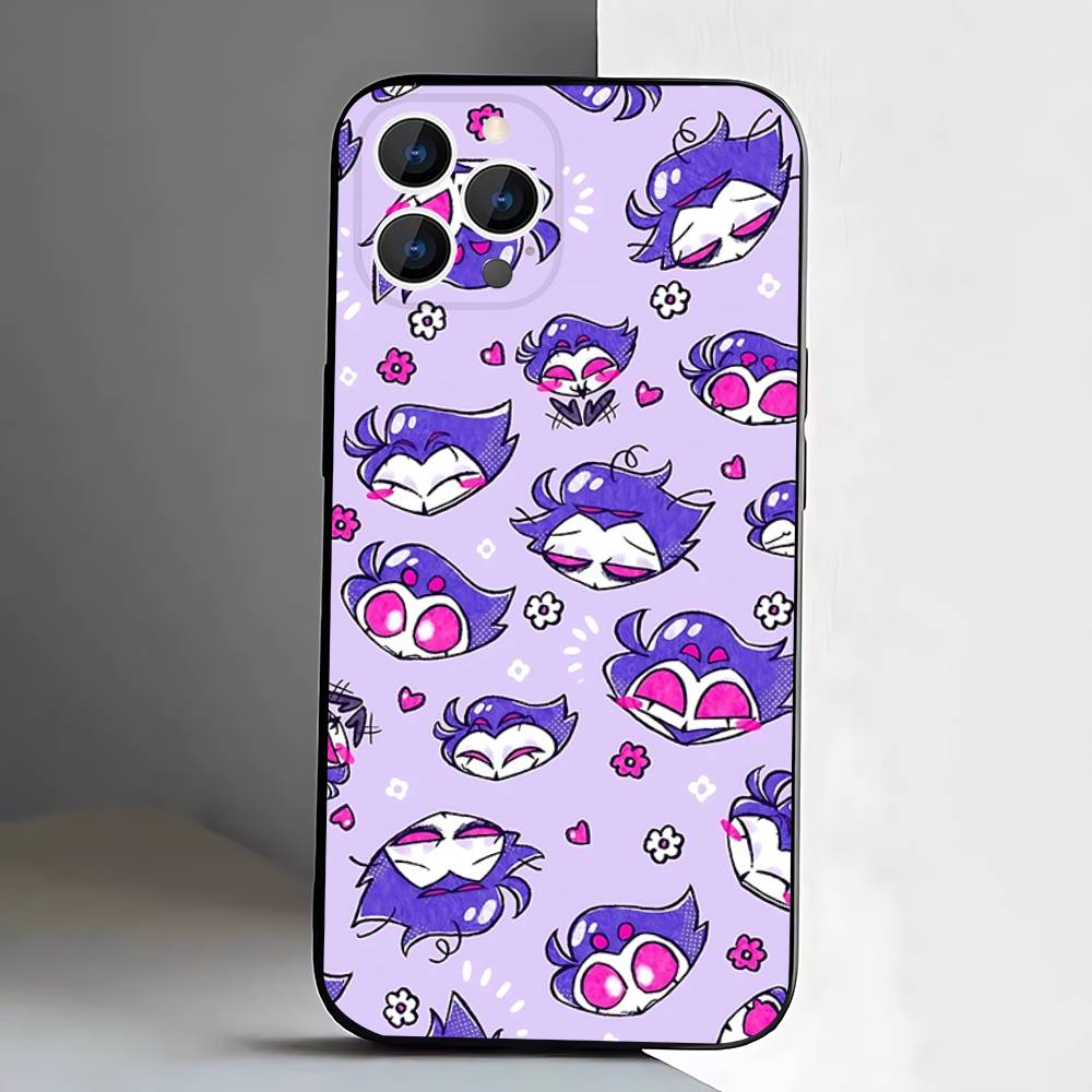 Мультяшный чехол S-Stolas для iPhone 17,16,15,14,13,12,11,Pro,XS,Max,XR,Plus,E,SE4,Mini Черный Мягкий чехол