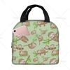 Cute Sloth Insulated Lunch Bag with Front Pocket Reusable Cooler Tote Bag with Zipper for Men Women Thermal Lunch Bento Box