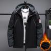 Men Thicken Warm Winter Jacket Outdoor Parkas Hooded Clothes Black Patchwork Plus Velvet Fashion Oversize 8XL 9XL Coat