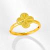 Gold Brass Stylish Plated Lucky Clover Ring Adjustable Size Perfect Gift For Her